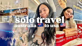 solo travel AUSTRALIA to USA vlog!!  || 14 hour flight, first day in LA, and solo date in USA!