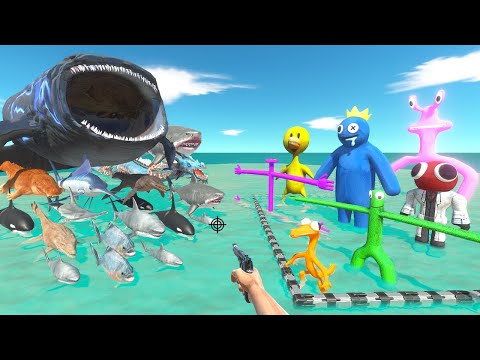 FPS Avatar Rescues Rainbow Friends and Fights Sea Monsters - Animal Revolt Battle Simulator