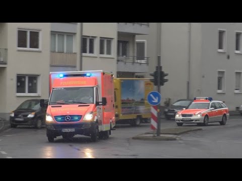 2700. Video: RTW 10 Fw Siegburg mit Lichthupengruß + Zusatz-NEF DRK Hennef bei Schneefall