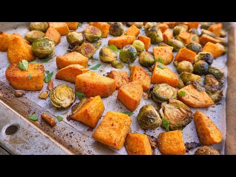 Oven Roasted Sweet Potatoes & Brussels Sprouts | Healthy Side Dish | Episode 115