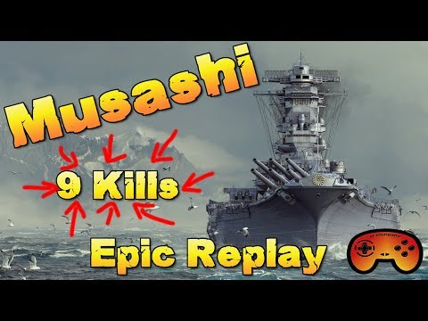 Musashi 9 Kills EPIC Replay - World of Warships - Best of Kradojaner #34 Gameplay - Deutsch
