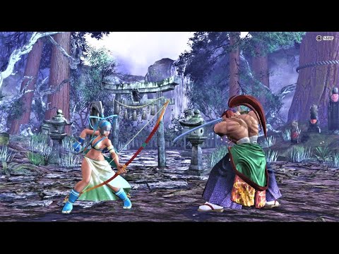 Majikina Mina vs Kibagami Genjuro (Hardest AI) - Samurai Shodown