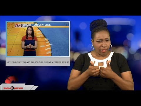 Meteorologist solves rubik’s cube during weather report (ASL - 6.11.18)