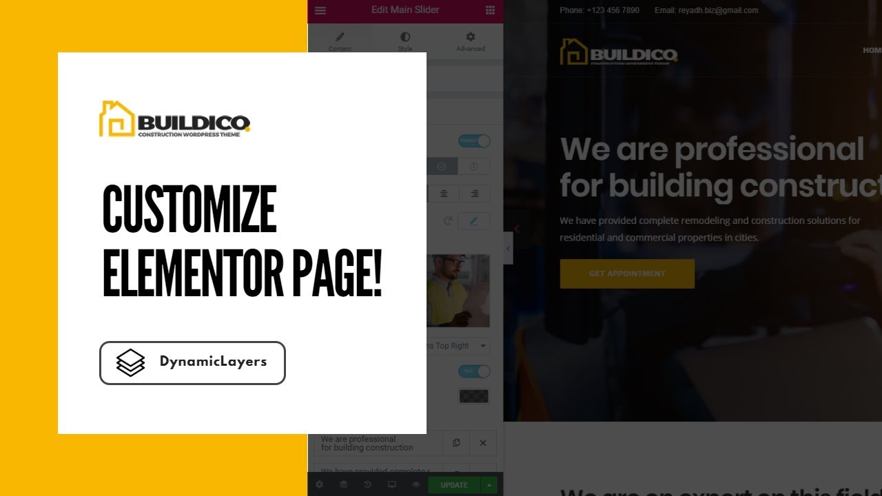 Customize Buildico Pages Using Elementor | Buildico Construction WordPress Theme