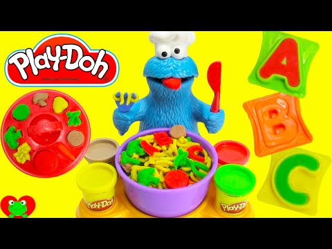 Sesame Street Play Doh Cookie Monster LEARN the Alphabets Soup Playset Video