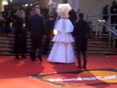 Lady Gaga Arriving at the Brit Awards 2010