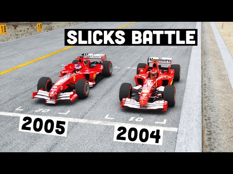 Ferrari F1 2005 SLICK TYRES vs Ferrari F1 2004 SLICK TYRES - Spa Francorchamps