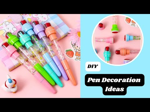 Homemade Pen Decoration ideas / how to make cute pen / diy liquid glitter pen without hot glue