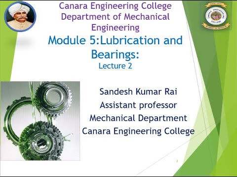 VTU DME II 18ME62 M5 L2 Lubrication and Bearings Types of Bearings