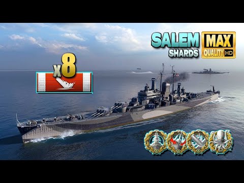 Cruiser Salem: 8 ships destroyed on map Shards - World of Warships