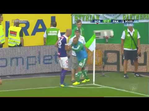 Steffen Hoffmann und offensichtlich schwachsinniger Rapid-Ordner zucken aus