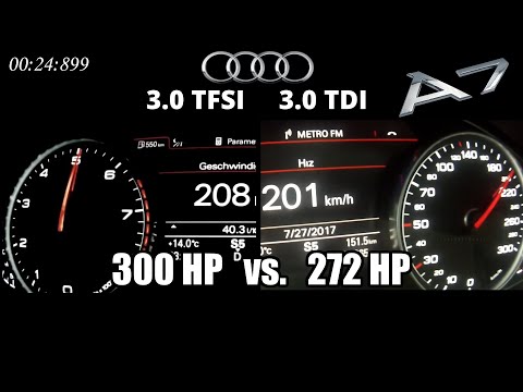 Audi A7 3.0 TFSI vs. 3.0 TDI (C7) | 0-250 kph Acceleration Battle