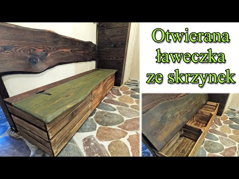 Ławeczka ze skrzynek, otwierana. Schowek na kapcie. Siedzisko do przedpokoju - Strawbale Vlog 147