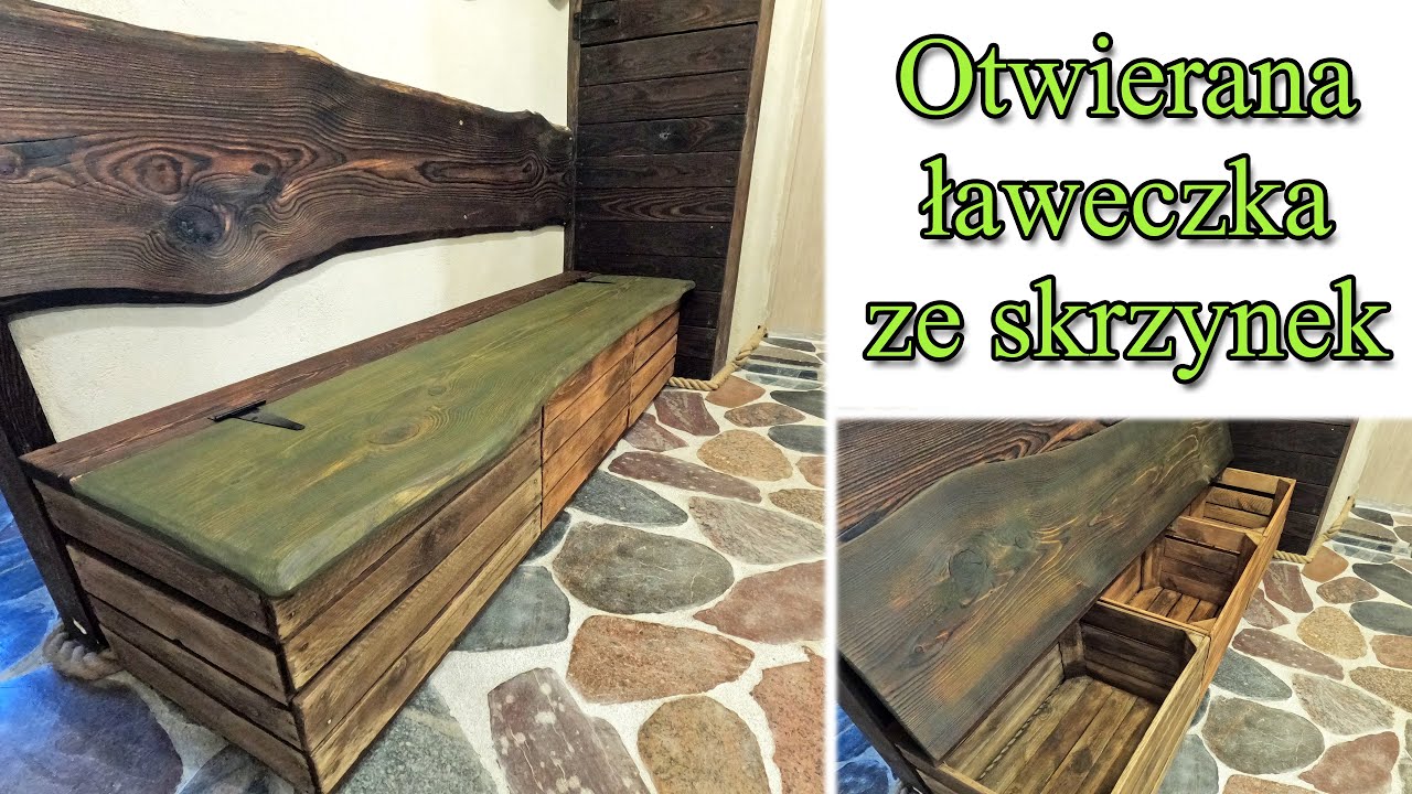 Ławeczka ze skrzynek, otwierana. Schowek na kapcie. Siedzisko do przedpokoju - Strawbale Vlog 147