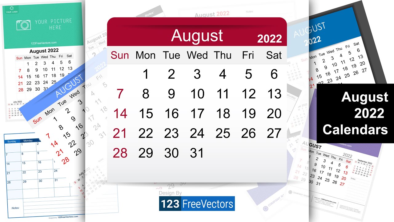 August 2022 Calendar | 123FreeVectors