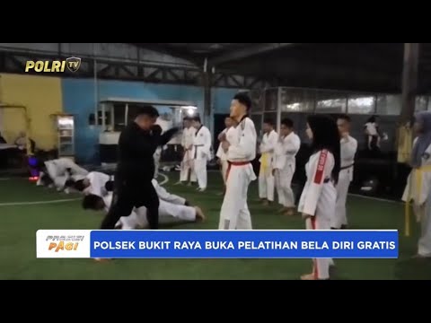 POLSEK BUKIT RAYA PEKANBARU MEMBUKA PELATIHAN TAEKWONDO GRATIS