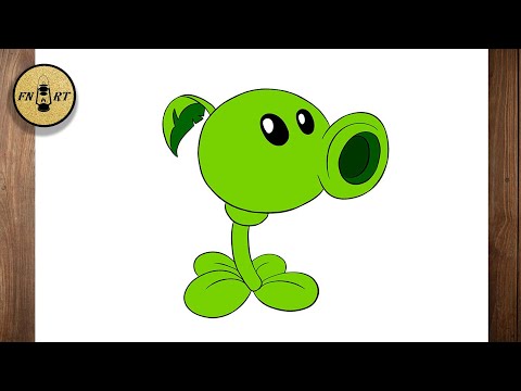 How to draw a peashooter from plants vs zombies 2