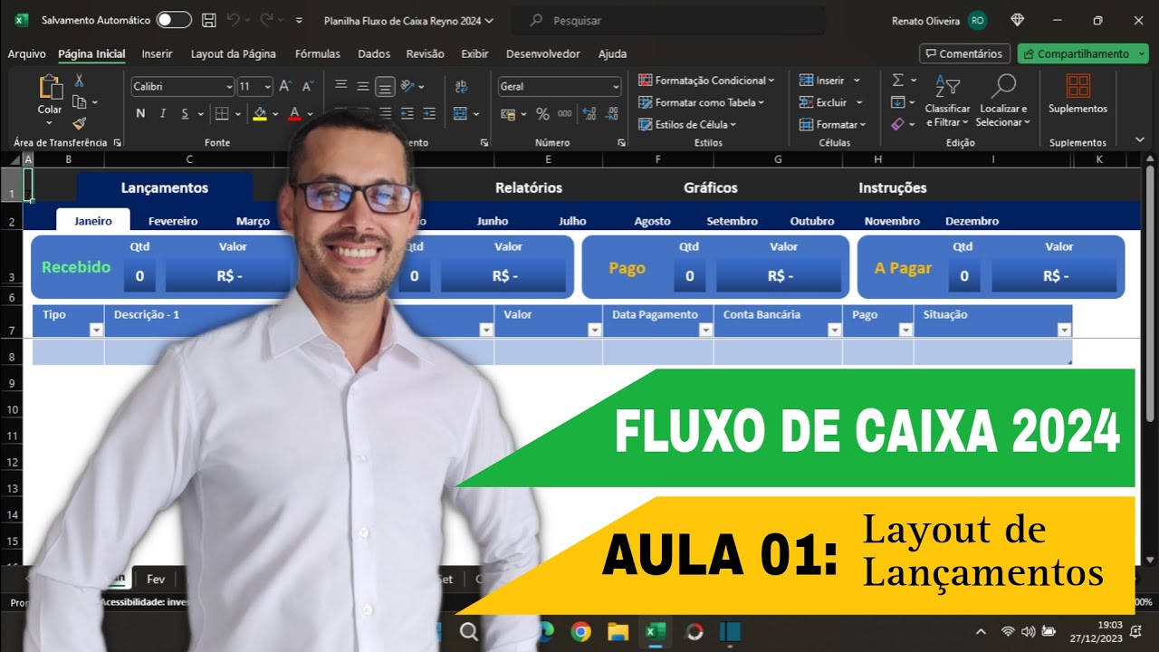 AULA 01 - FLUXO DE CAIXA 2024 - Layout de Lançamentos