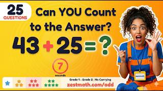 ⭐ 25 Easy Addition Questions ⏱️ Under 5 Min | 🎓 Grade 1 & 2 Math ✅ No-Carrying!