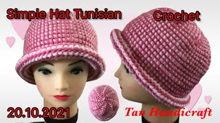 Tutorial ke 492 - Simple hat tunisian Crochet