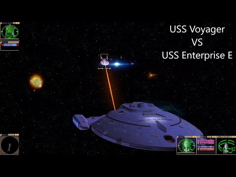 USS Voyager VS USS Enterprise E | Tri-Cobalt | Star Trek Ship Battle | Star Trek Bridge Commander |