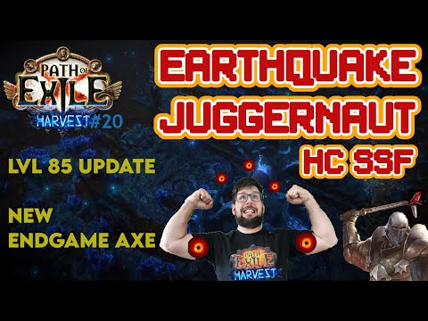 Earthquake Juggernaut 3.11 POE Harvest #20 Items Skill Tree Progress LvL 85 and Map Tier 8 Gameplay