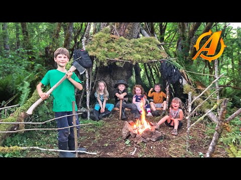 Family Bushcraft Camp Build-off - Survival Shelter Competition