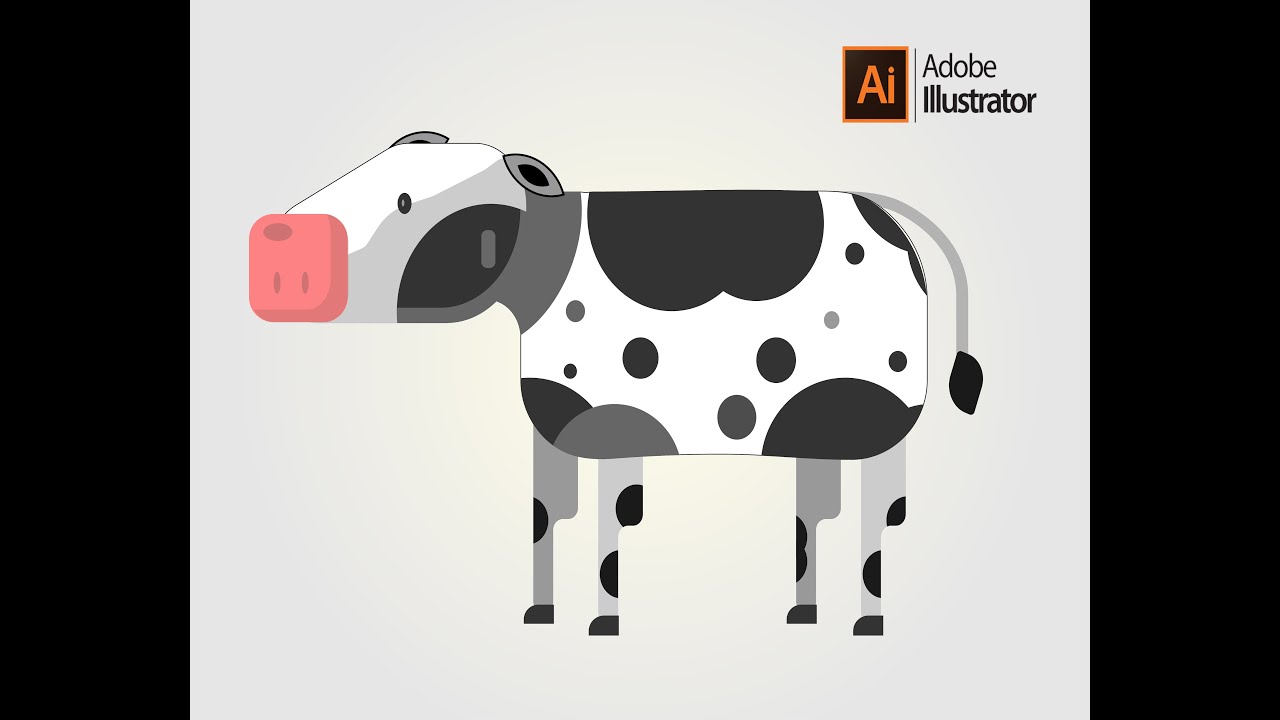 How draw Cow vector tutorial in Adobe Illustrator