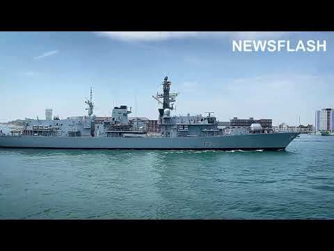 HMS Portland's 1st Visit To Portsmouth After Refit