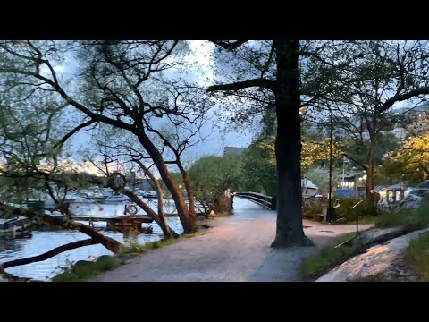 Stockholm Walks: Södermalm shoreline at dusk. Årstaviken, relaxing evening walk.