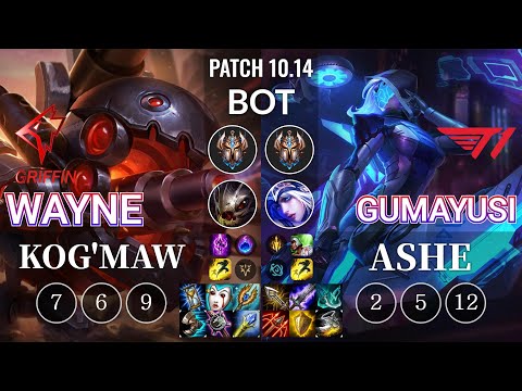 GRF Wayne Kog'Maw vs T1 Gumayusi Ashe Bot - KR Patch 10.14