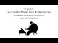 Fats Waller S'posin' Piano Solo Transcription