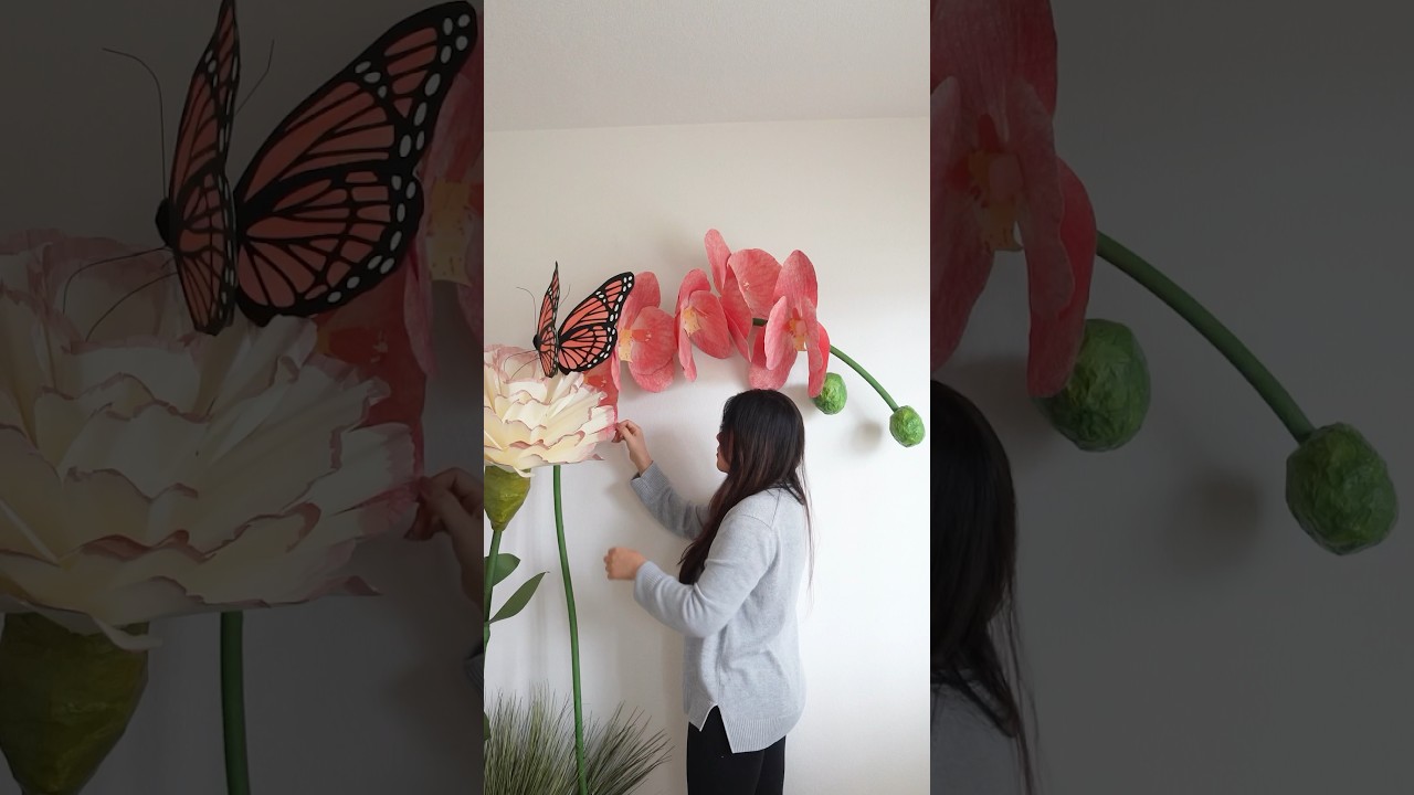 DIY giant paper orchid backdrop, how to #diy #paperflower #papercrafts