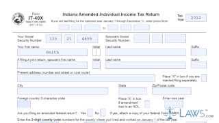 Form IT 40X Indiana Amended Individual Income Tax Return
