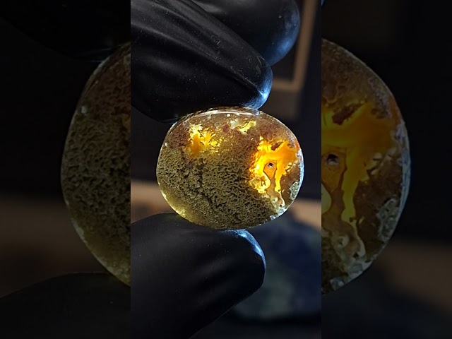 حجر عقيق طبيعي بتشكيل طحلبي مشجر متعدد اللون