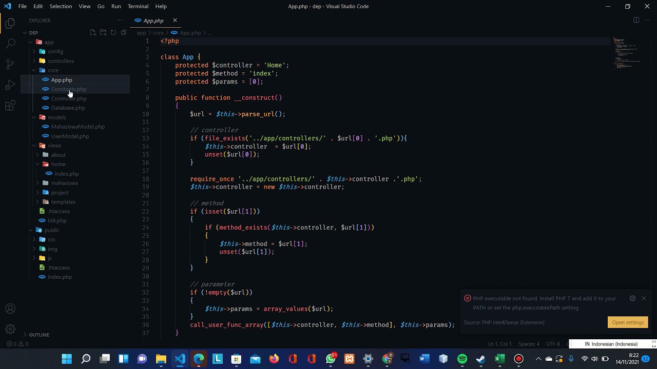 Modul 1 - Routing and Struktur Folder - Belajar PHP MVC 201951161