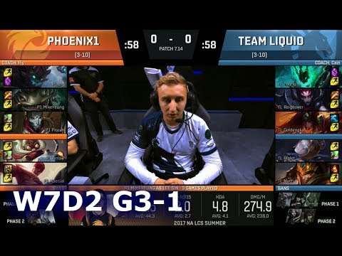 Phoenix1 vs Liquid | Game 1 S7 NA LCS Summer 2017 Week 7 Day 2 | P1 vs TL G1 W7D2