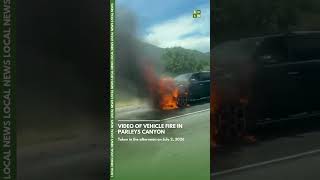 Car catches fire, stops traffic in Parleys Canyon