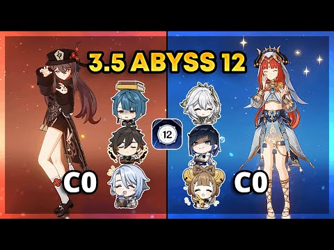 C0 Hu Tao & C0 Nilou Bloom - 3.5 Spiral Abyss Floor 12 Full Star Clear | Genshin Impact