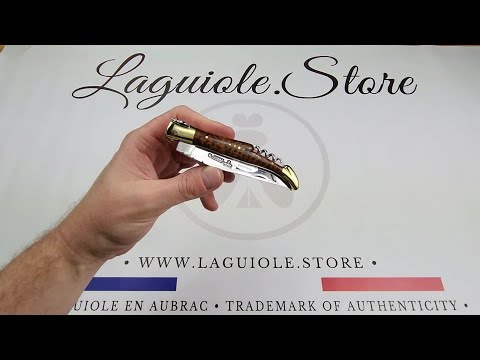 Laguiole Corkscrew Knife Snakewood Handle - Brass Bolsters