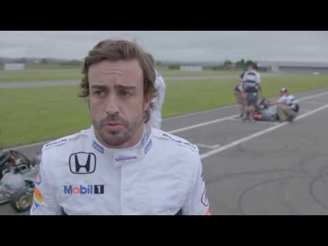 Mika Hakkinen, David Coulthard, Jenson Button, Fernando Alonso Karting Campus