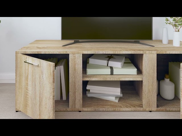 Vidéo teaser pour 801164 vidaXL TV Cabinet Sonoma Oak 120x34x37 cm Engineered Wood