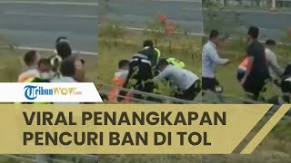 Viral Video Pelaku Pencurian Ban Serep Tertangkap oleh Petugas di Jalan Tol Cipali