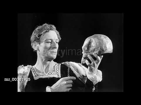 At actors John Gielgud performing Shakespeare hamlet