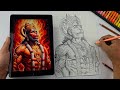 How To Draw Hanuman Drawing Hanuman Ji Drawing Step By Step Outline Tutorial