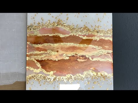 [36] Mounting an alcohol ink painting to cradle board, applying resin, and embellishing it
