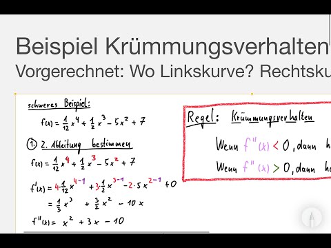 einfach erklärt – Rechenbeispiel Krümmung (mit 2. Ableitung) Krümmungsverhalten der Funktion