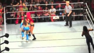 Eva Marie spanks Layla,Layla pantsed and Brie wedgie