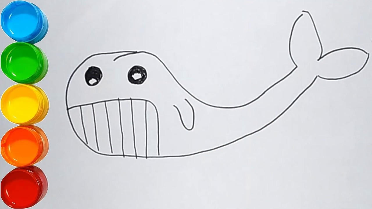 Glitter Whale Shark Fish Drawing and Coloring Page for Kids And Toddlers