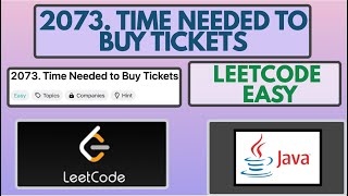 YouTube video 'Leetcode | 2073. Time Needed to Buy Tickets | Easy | Java Solution'